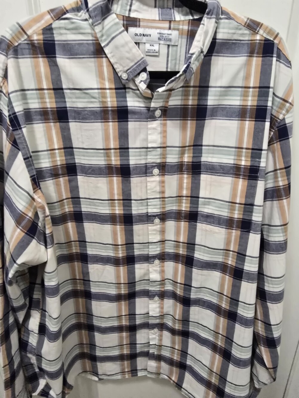 Old Navy Mens XXL Everyday Plaid Long Sleeve Button Down Stretch Shirt
